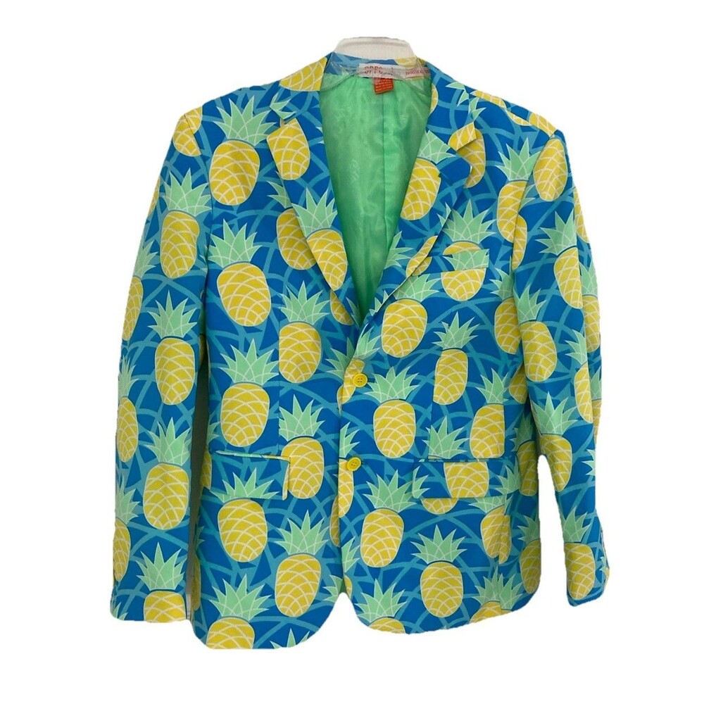 Men's OppoSuits Sportcoat Blazer Pineapple AOP Tropical Fruit Size 40
